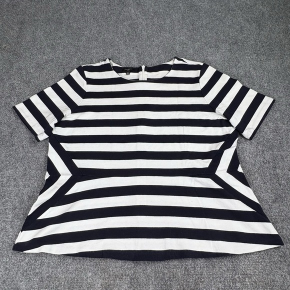 Talbots Top Woman 1X Navy White Stripe Back Zip Nautical Classic Preppy Coastal - Picture 1 of 11